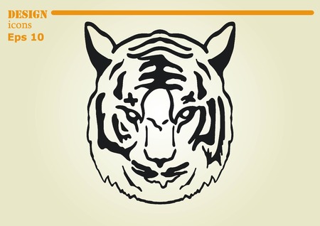 Vector illustration of an evil, savage, aggressive tiger. Predatory, dangerous beast. Angry Tiger.のイラスト素材