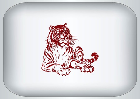 Vector illustration of an evil, savage, aggressive tiger. Predatory, dangerous beast. Angry Tiger.のイラスト素材