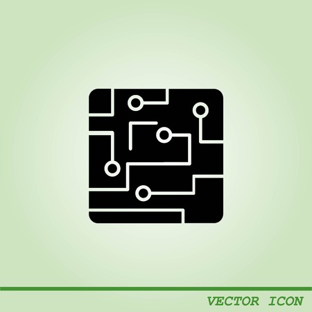 Circuit board, technology icon, vector illustration. Flat design styleのイラスト素材