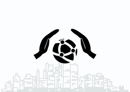 Holding globe, social network iconのイラスト素材