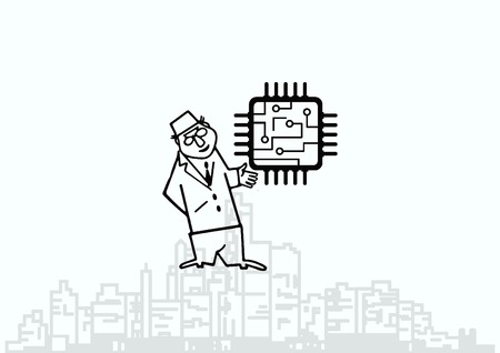 Circuit board, technology icon, vector illustration. Flat design styleのイラスト素材