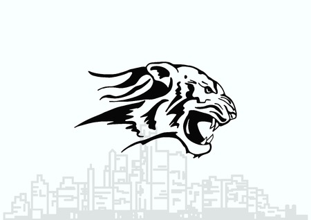 Vector illustration of an evil, savage, aggressive tiger. Predatory, dangerous beast.のイラスト素材