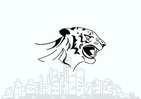 Vector illustration of an evil, savage, aggressive tiger. Predatory, dangerous beast. Angry Tiger.のイラスト素材