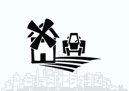 Retro landscapes. Editable EPS10 vector illustration, Agriculture field.のイラスト素材