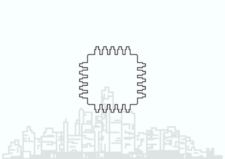 Circuit board, technology icon, vector illustration. Flat design styleのイラスト素材