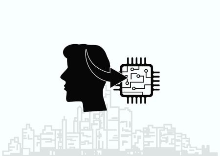 Circuit board, technology icon, vector illustration. Flat design styleのイラスト素材