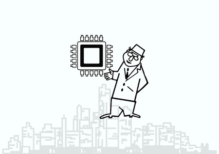 Circuit board, technology icon, vector illustration. Flat design styleのイラスト素材