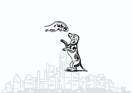 Vector illustration of a dog. Aggressive purebred dog.のイラスト素材