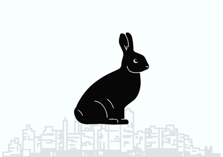 Vector illustration of a rabbit. Easter bunny line icon.のイラスト素材