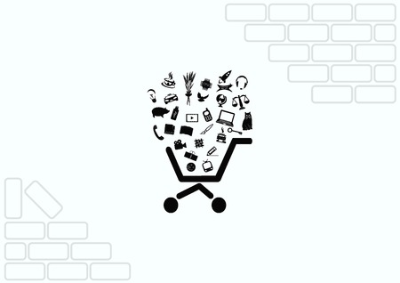 Shopping trolley, cart icon, On line sale iconのイラスト素材