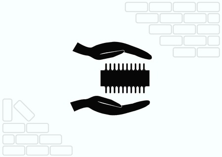 Circuit board, technology icon, vector illustration. Flat design styleのイラスト素材