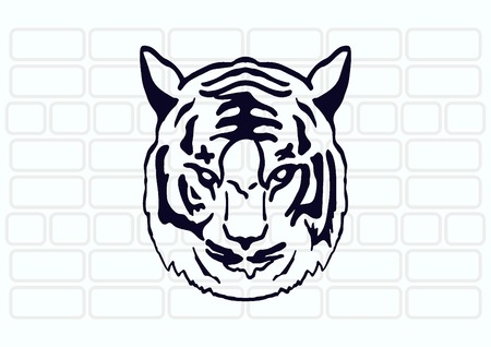 Vector illustration of an evil, savage, aggressive tiger. Predatory, dangerous beast. Angry Tiger.のイラスト素材
