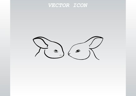 Vector illustration of a rabbit. Easter bunny line icon.のイラスト素材
