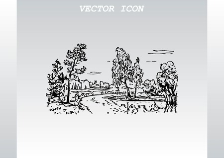 Retro landscapes. Agriculture field.のイラスト素材