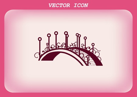 City silhouette icon. Vector illustration. bridge. Bridge over river. City landscape.のイラスト素材
