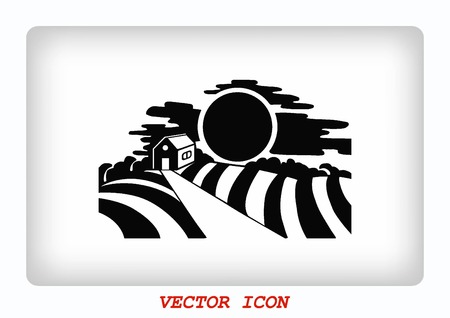 Retro landscapes.  Agriculture field.のイラスト素材