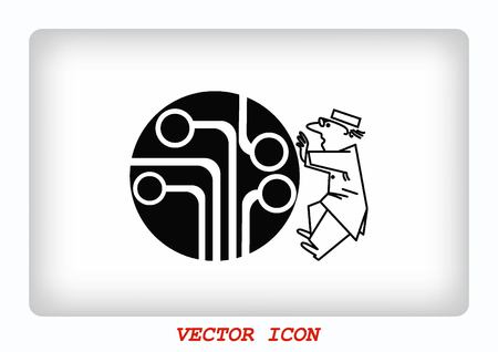 Circuit board, technology icon, vector illustration. Flat design styleのイラスト素材