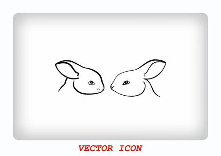 Vector illustration of a rabbit. Easter bunny line icon.のイラスト素材