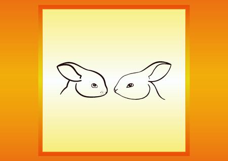 Vector illustration of a rabbit. Easter bunny line icon.のイラスト素材