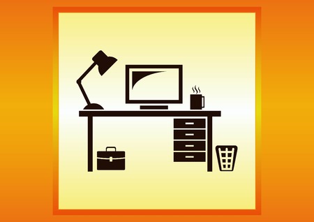 Computer on the table icon. Workplace programmer icon.のイラスト素材