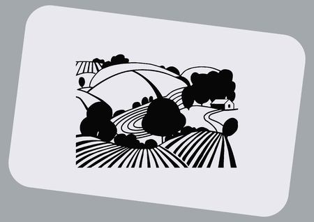 Retro landscapes.  vector illustration, Agriculture field.のイラスト素材