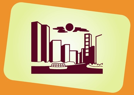 City silhouette icon. Vector Illustration. logo City landscape.のイラスト素材