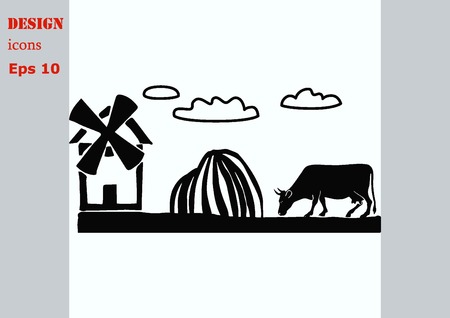 Retro landscapes. Editable vector illustration, Agriculture field.のイラスト素材