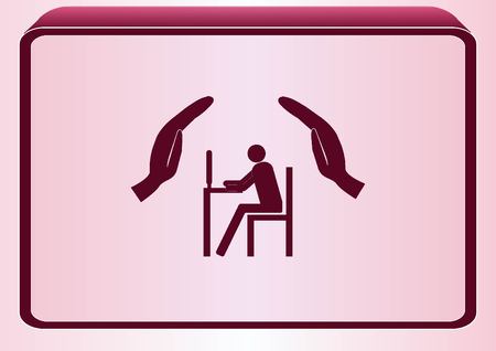 Computer on the table icon. Workplace programmer icon.のイラスト素材