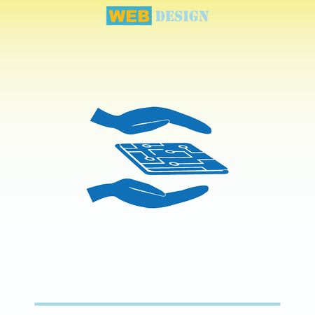 Circuit board, technology icon, vector illustration. Flat design styleのイラスト素材