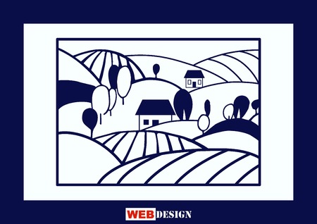 Retro landscapes. Editable EPS10 vector illustration, Agriculture field.のイラスト素材
