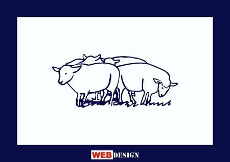 Vector illustration of a sheep. Flock of sheep. sheep logo.のイラスト素材