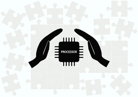 Circuit board, technology icon, vector illustration. Flat design styleのイラスト素材