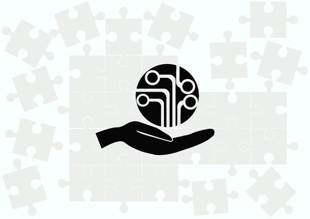 Circuit board, technology icon, vector illustration. Flat design styleのイラスト素材