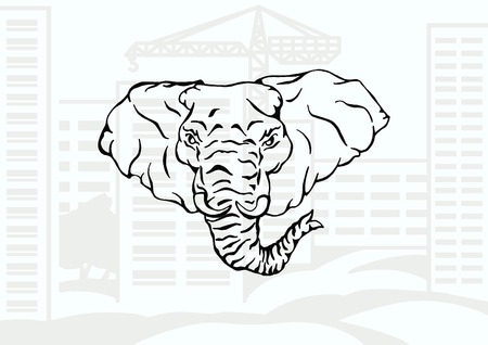 Vector illustration of an elephant's head. Large, dangerous beast. Logo, graphics elephant.のイラスト素材