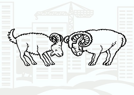 Vector illustration of a goat. Mountain argali.のイラスト素材