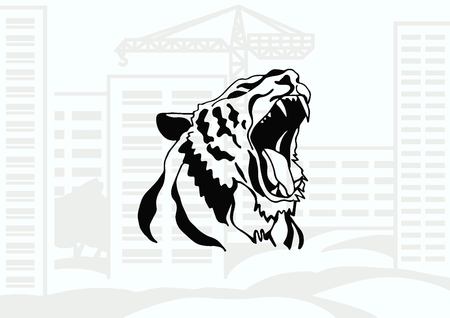 Vector illustration of an evil, savage, aggressive tiger. Predatory, dangerous beast.のイラスト素材