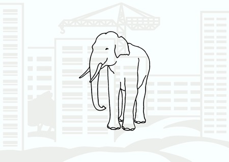 Vector illustration of an elephant's head. Large, dangerous beast. Logo, graphics elephant.のイラスト素材