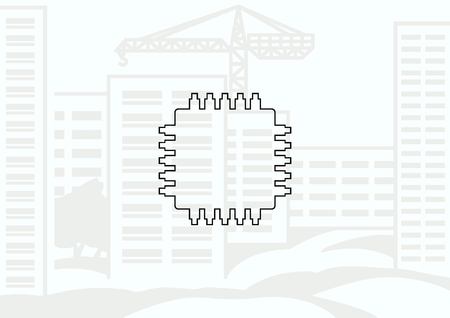 Circuit board, technology icon, vector illustration. Flat design styleのイラスト素材