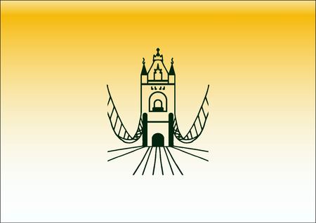 City silhouette icon. Vector illustration.   Bridge over river. City landscape.のイラスト素材