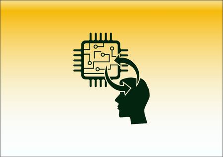 Circuit board, technology icon, vector illustration. Flat design styleのイラスト素材