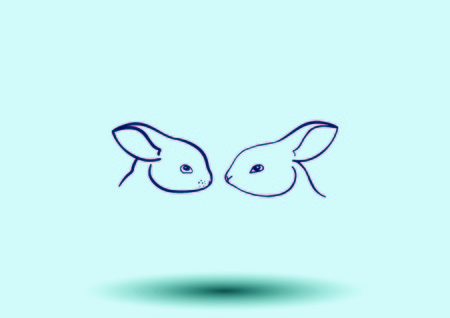 Vector illustration of a rabbit. Easter bunny line icon.のイラスト素材
