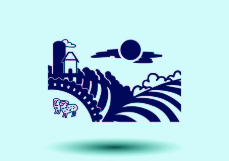 Retro landscapes. Agriculture field.のイラスト素材