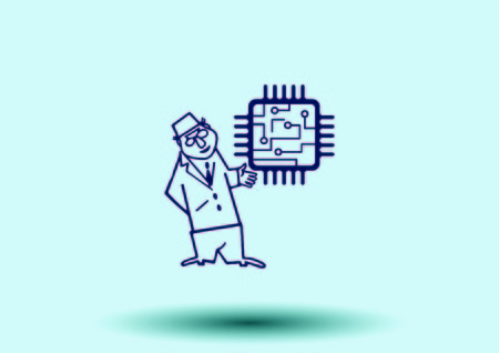 Circuit board, technology icon, vector illustration. Flat design styleのイラスト素材