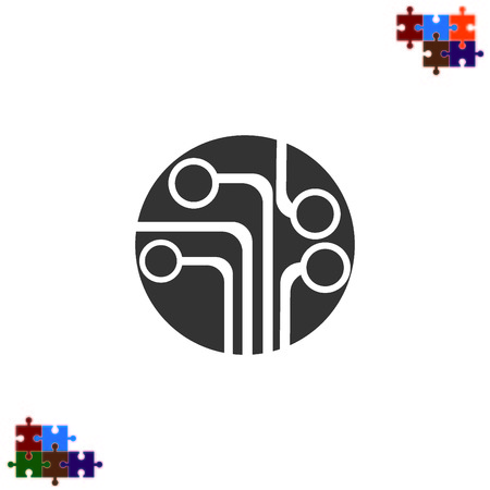 Circuit board, technology icon, vector illustration. Flat design styleのイラスト素材