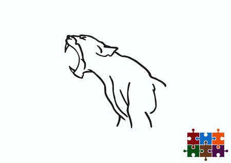 Vector illustration of an evil, wild, aggressive leopard. Prey, cheetah dangerous. Offensive cougar. Panther.のイラスト素材