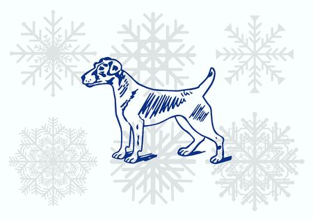 Vector illustration of a dog. Aggressive purebred dog.のイラスト素材