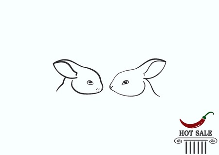 Vector illustration of a rabbit. Easter bunny line icon.のイラスト素材