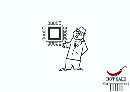 Circuit board, technology icon, vector illustration. Flat design styleのイラスト素材