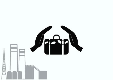 Suitcase, hand luggage,  security Luggage icon.のイラスト素材