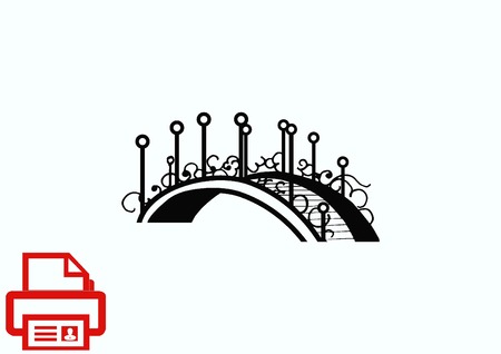 City silhouette icon. Vector illustration.  Bridge over river. City landscape.のイラスト素材